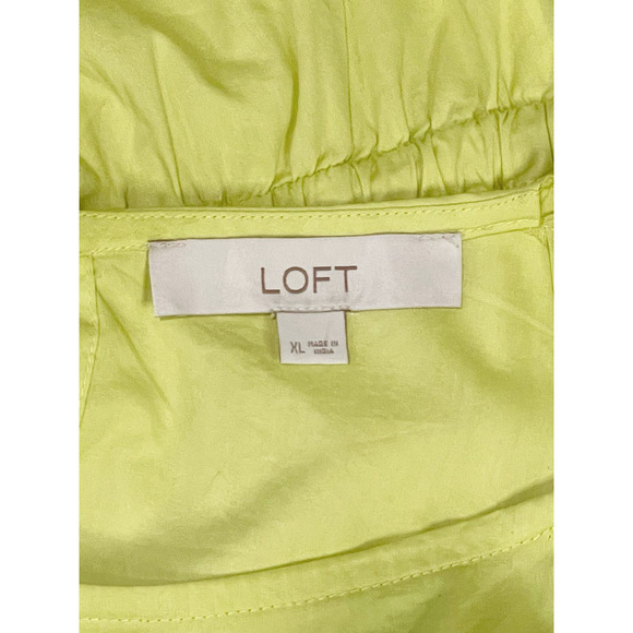 LOFT Pocket Midi Dress in Glowing Lime Drawstring Keyhole Back Size XL - Picture 8 of 8